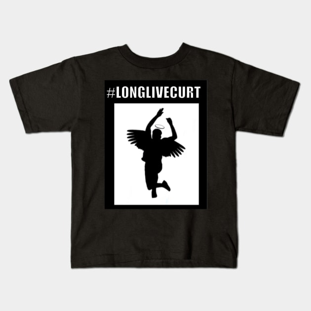 Long Live Curt. White Text. Angel outline.Pacifist. Peace. Kids T-Shirt by LLC TEES